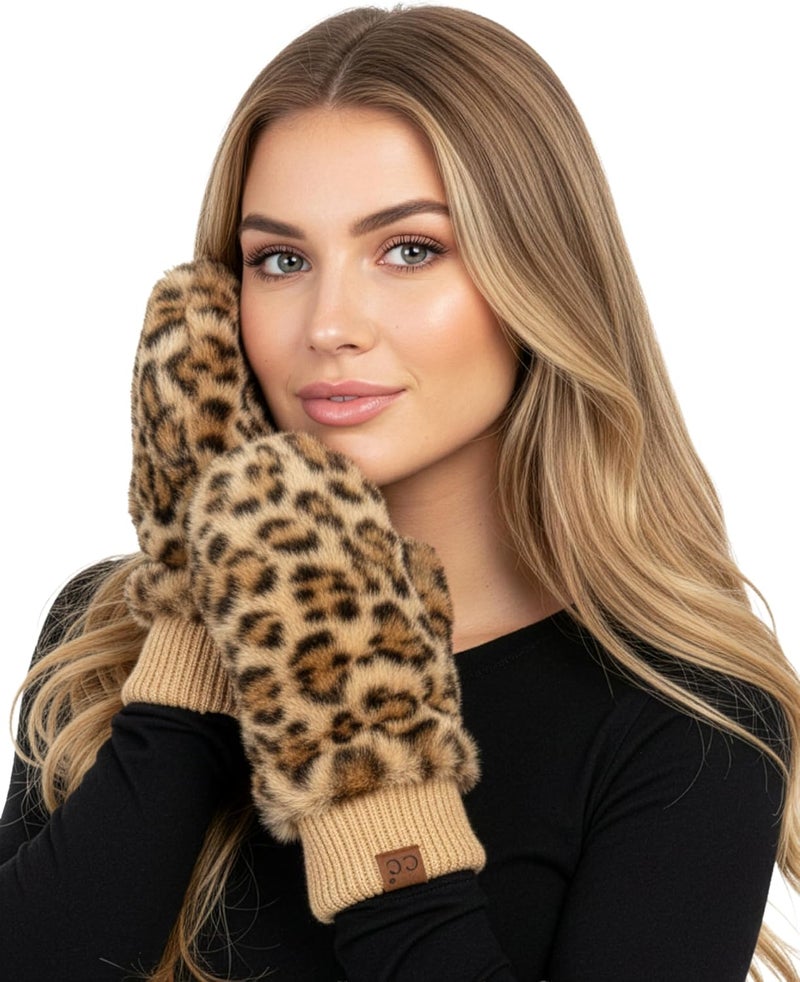 Funky Junque Faux Fur Flip Mittens Womens Warm Convertible Fingerless Gloves - Image 1
